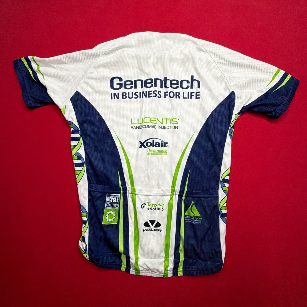 Voler Genentech Bicycle Club Cycling Jersey Mens Dna Helix White Blue Green Usa View 2